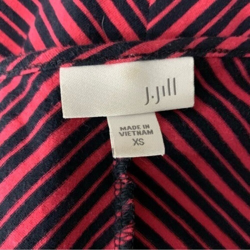 J Jill Red Navy Striped Asymmetrical Long Sleeve Stretch Top XS - Picture 4 of 5